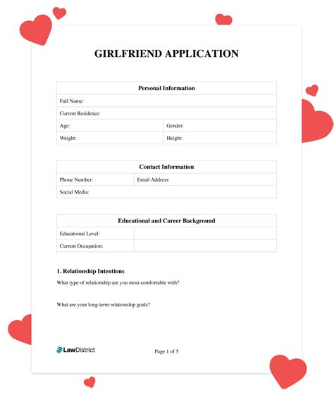 girlfriend application form|Girlfriend Application Form Template 